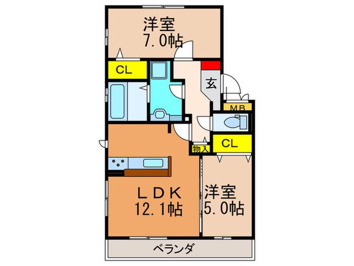 FIORENTE DUE(2LDK/2階)の間取り写真