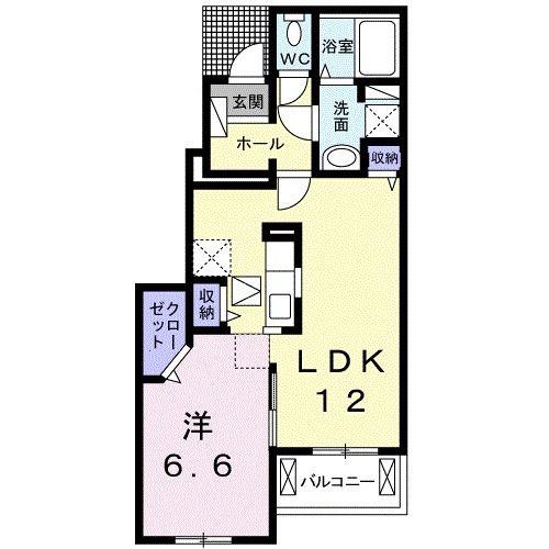 クラール元山E(1LDK/1階)の間取り写真