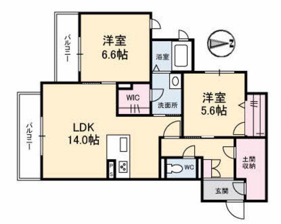 OAK FOREST(2LDK/3階)の間取り写真