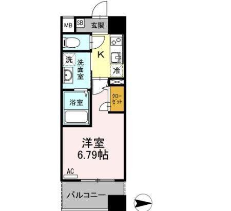 コンフォートレジデンス仙台東口(1K/9階)の間取り写真