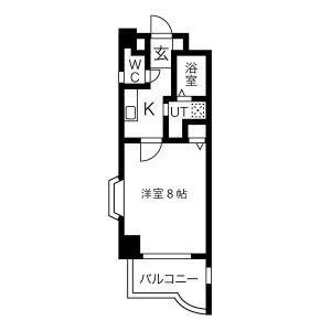 ハートヒルズ矢作(1K/6階)の間取り写真