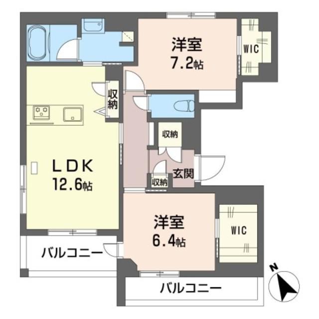 ヴィラビアンカ1(2LDK/1階)の間取り写真