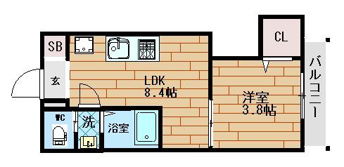 春日出北2丁目PJ(1LDK/2階)の間取り写真