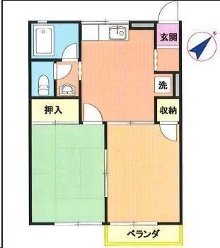 ロイヤルハイツI(2DK/2階)の間取り写真