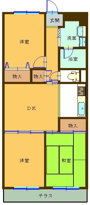 六高台サンハイツA棟(3DK/1階)の間取り写真