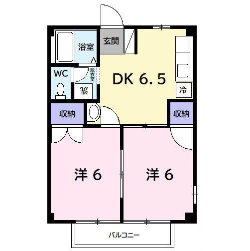 グリーンヒルB(2DK/2階)の間取り写真