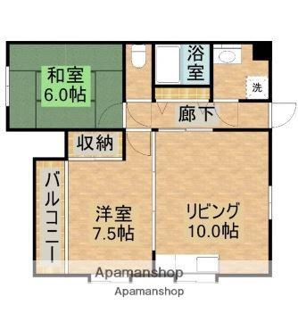 PRIMEUR(2LDK/2階)の間取り写真