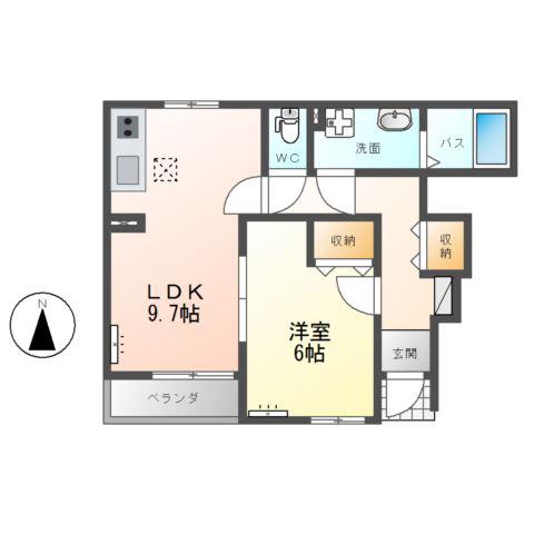 ベルメゾン(1LDK/1階)の間取り写真