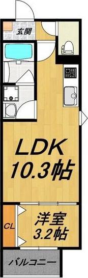 LECOCON上飯田(1LDK/2階)の間取り写真
