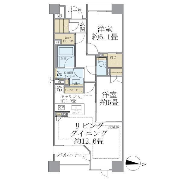 BRILLIA WELLITH文京千駄木(2LDK/4階)の間取り写真