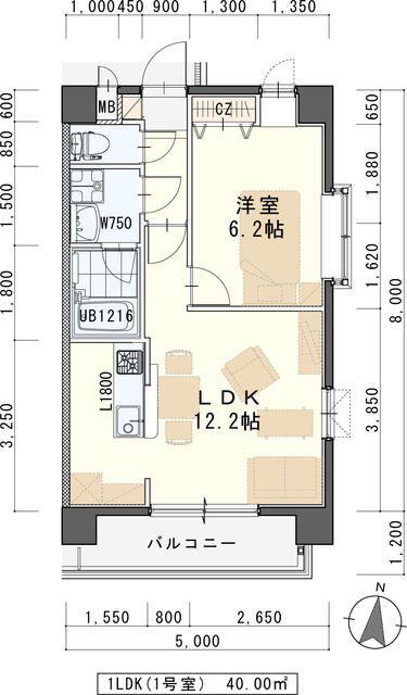 しゃとれ西中田(1LDK/2階)の間取り写真