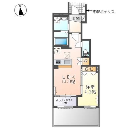 ルピナス B(1LDK/1階)の間取り写真