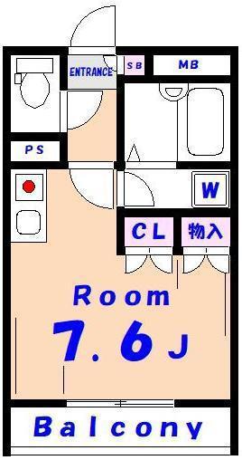 サンタフェスクエア(ワンルーム/2階)の間取り写真