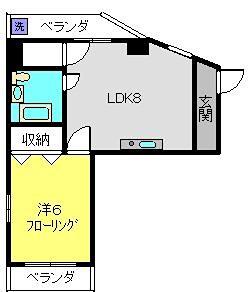 パールメゾン朝日(1LDK/2階)の間取り写真