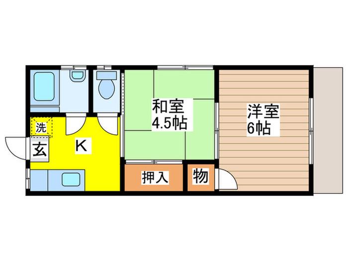 シオンハウス(2K/1階)の間取り写真