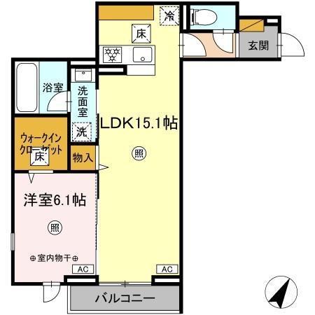 デュランタ(1LDK/1階)の間取り写真