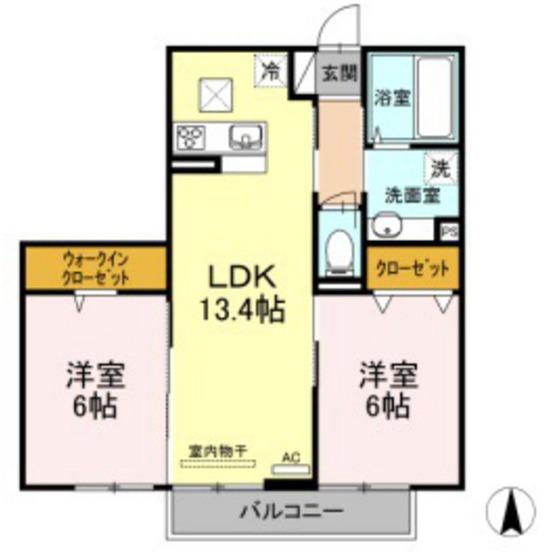 メゾン アイリス(2LDK/1階)の間取り写真