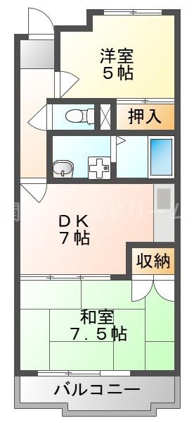 守口コーポ(2DK/5階)の間取り写真