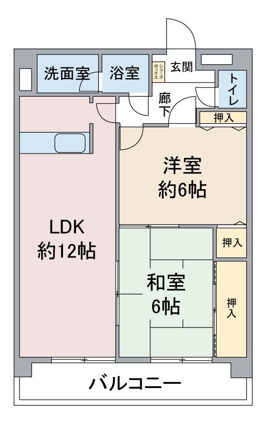リバーサイド雅(2LDK/4階)の間取り写真