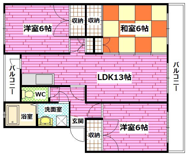 エントピア矢野(3LDK/2階)の間取り写真