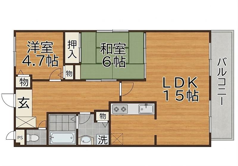 レオン友田(2LDK/2階)の間取り写真