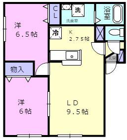 ウイングC(2LDK/2階)の間取り写真