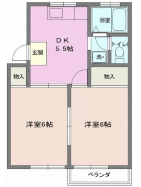アップルビラB(2DK/1階)の間取り写真