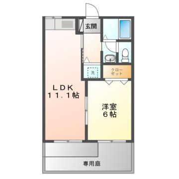 フォーブルいずみB棟(1LDK/1階)の間取り写真