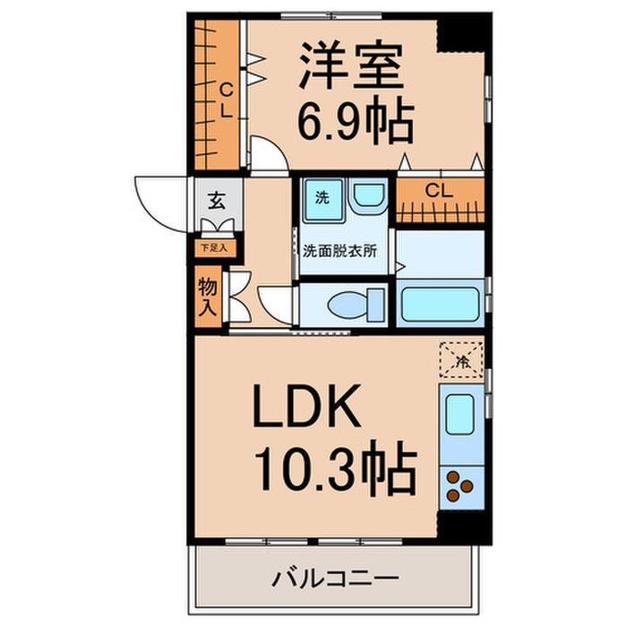 グランドノーザンクロス(1LDK/2階)の間取り写真