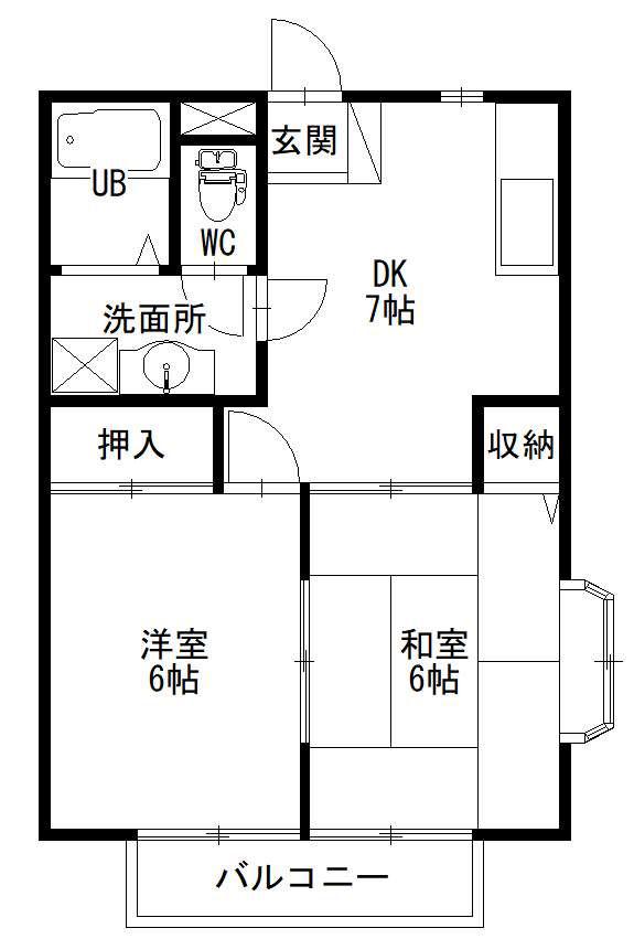 プロヴァンスA(2DK/1階)の間取り写真