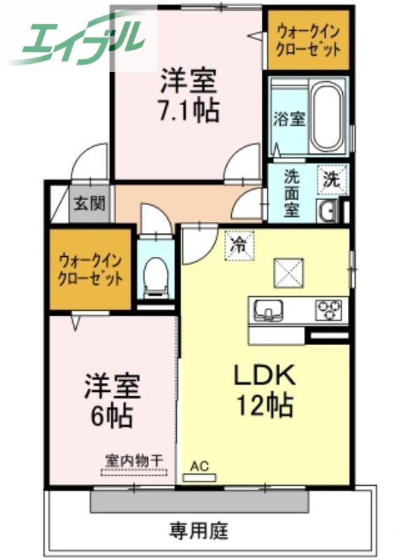 第1ジュネス芳泉(2LDK/1階)の間取り写真