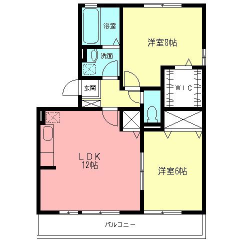 コルティーレⅡ(2LDK/1階)の間取り写真