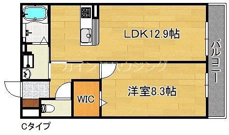 シャーメゾン千鳥(1LDK/1階)の間取り写真