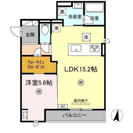 シティシャルム(1LDK/1階)の間取り写真
