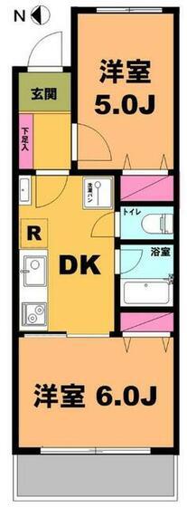 月村マンション3(2DK/3階)の間取り写真
