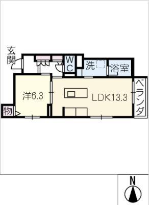 エクラージュ吹上(1LDK/2階)の間取り写真