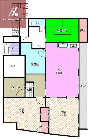 プレミアコート(3LDK/3階)の間取り写真