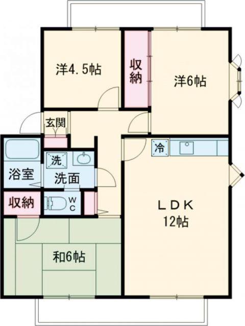 サンビレッジDOI A棟(3LDK/1階)の間取り写真