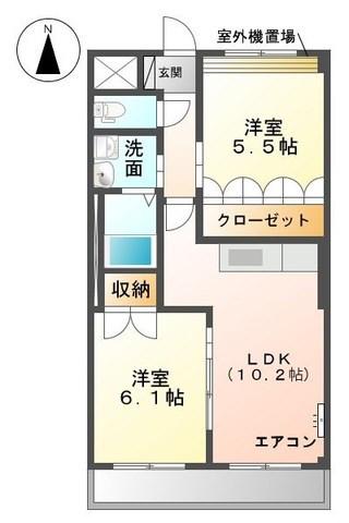 メゾン小六(2LDK/2階)の間取り写真