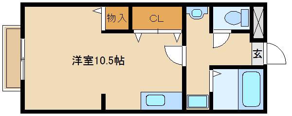 東園田イーストハイツ(ワンルーム/3階)の間取り写真