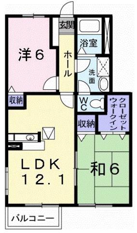 アビタシオン勝瑞I(2LDK/1階)の間取り写真