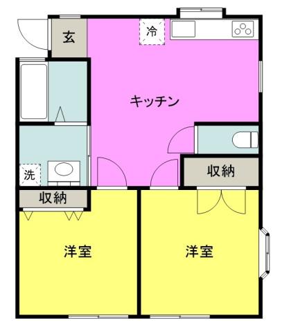 エスポワール・モア(2DK/1階)の間取り写真