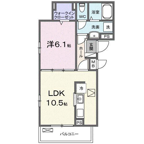 ラヴィエールII(1LDK/1階)の間取り写真