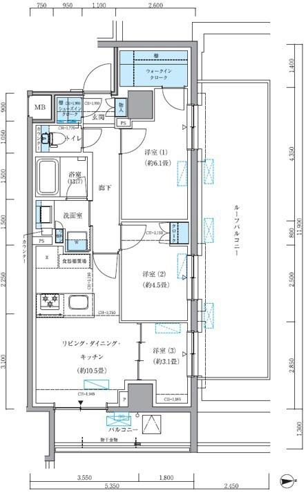 パークアクシス品川シーサイド(3LDK/4階)の間取り写真
