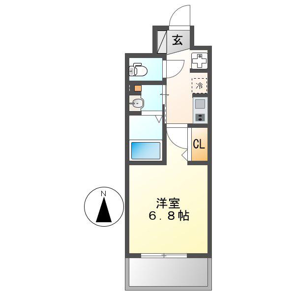 インプルーブ鶴舞(1K/6階)の間取り写真