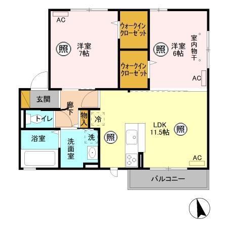 ブランジェA 2LDK(2LDK/2階)の間取り写真