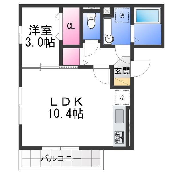 ラメゾンピック和泉中央(1LDK/3階)の間取り写真
