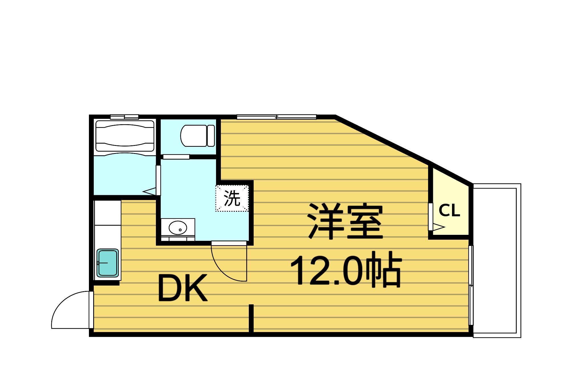 FSハイム(1DK/2階)の間取り写真