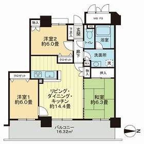 ライオンズタワー仙台長町(3LDK/13階)の間取り写真
