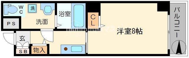 ベルシモンズ桜川(1K/2階)の間取り写真